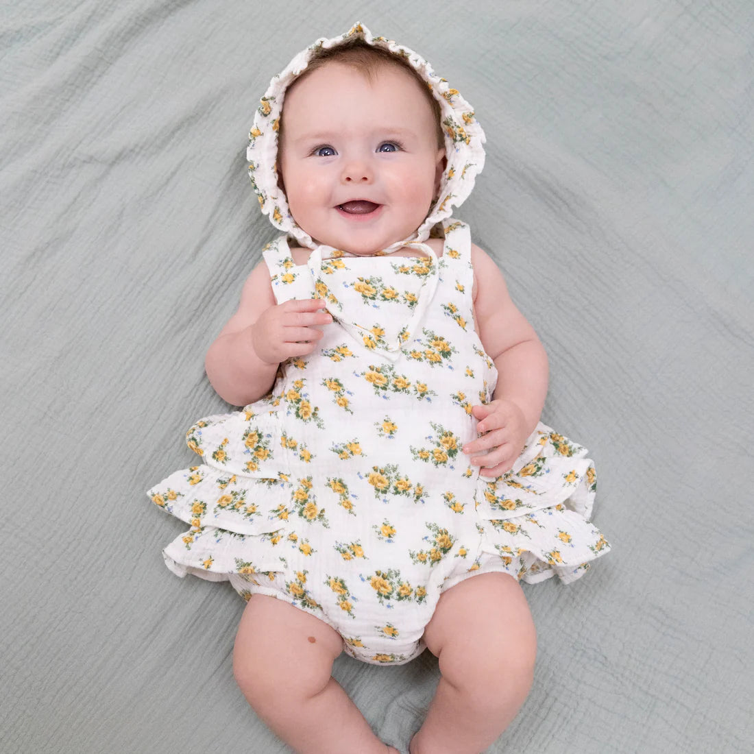 Tomfoolery Toys | Ruffle Sunsuit Sunshine Roses