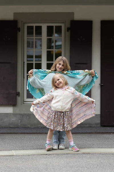 Gold & Light Pink 5th Avenue Paillette Cape, 4-6. Preview #3