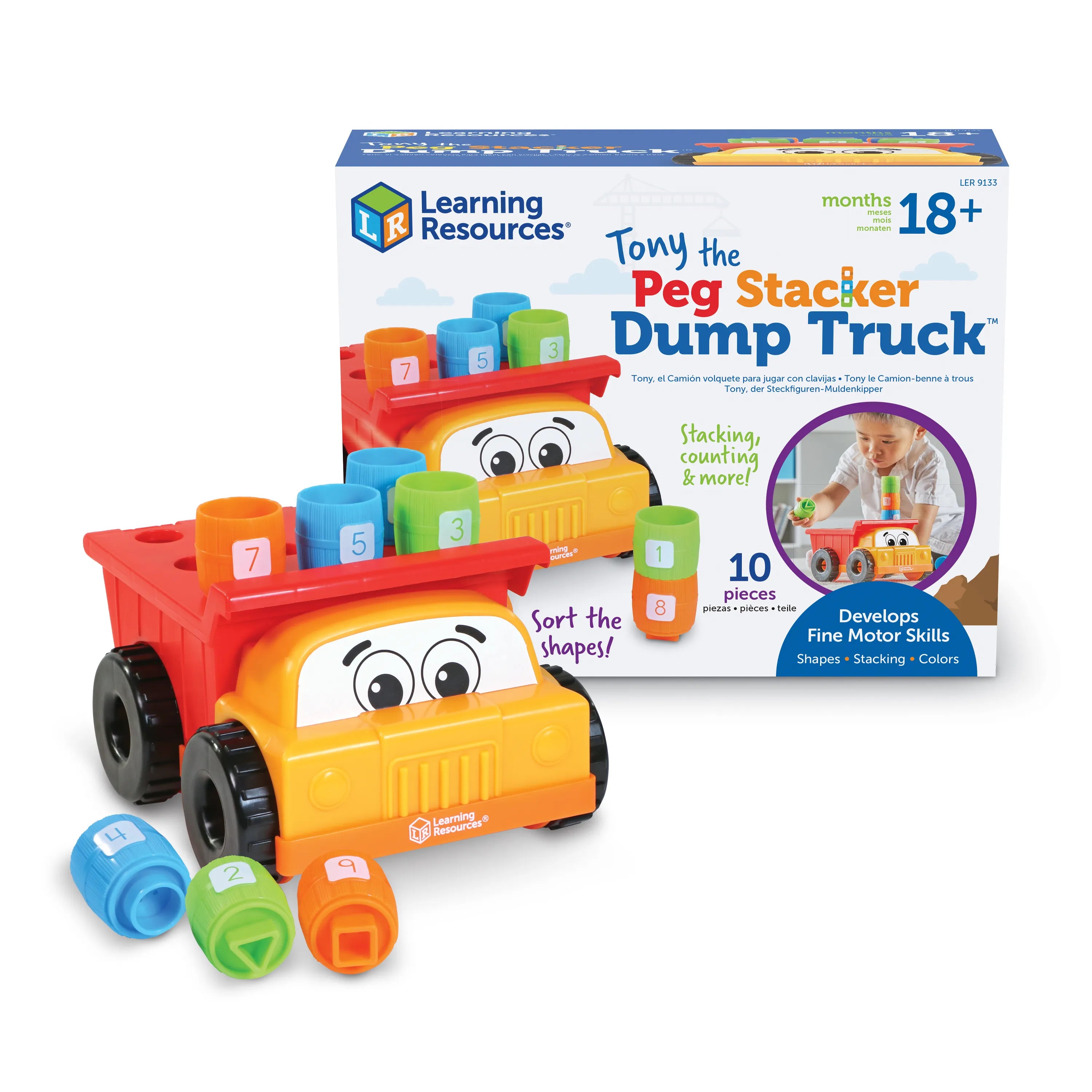 Tomfoolery Toys | Tony the Peg Stacker Dump Truck