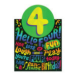 Age 4 Neon Lettering Card Preview #1