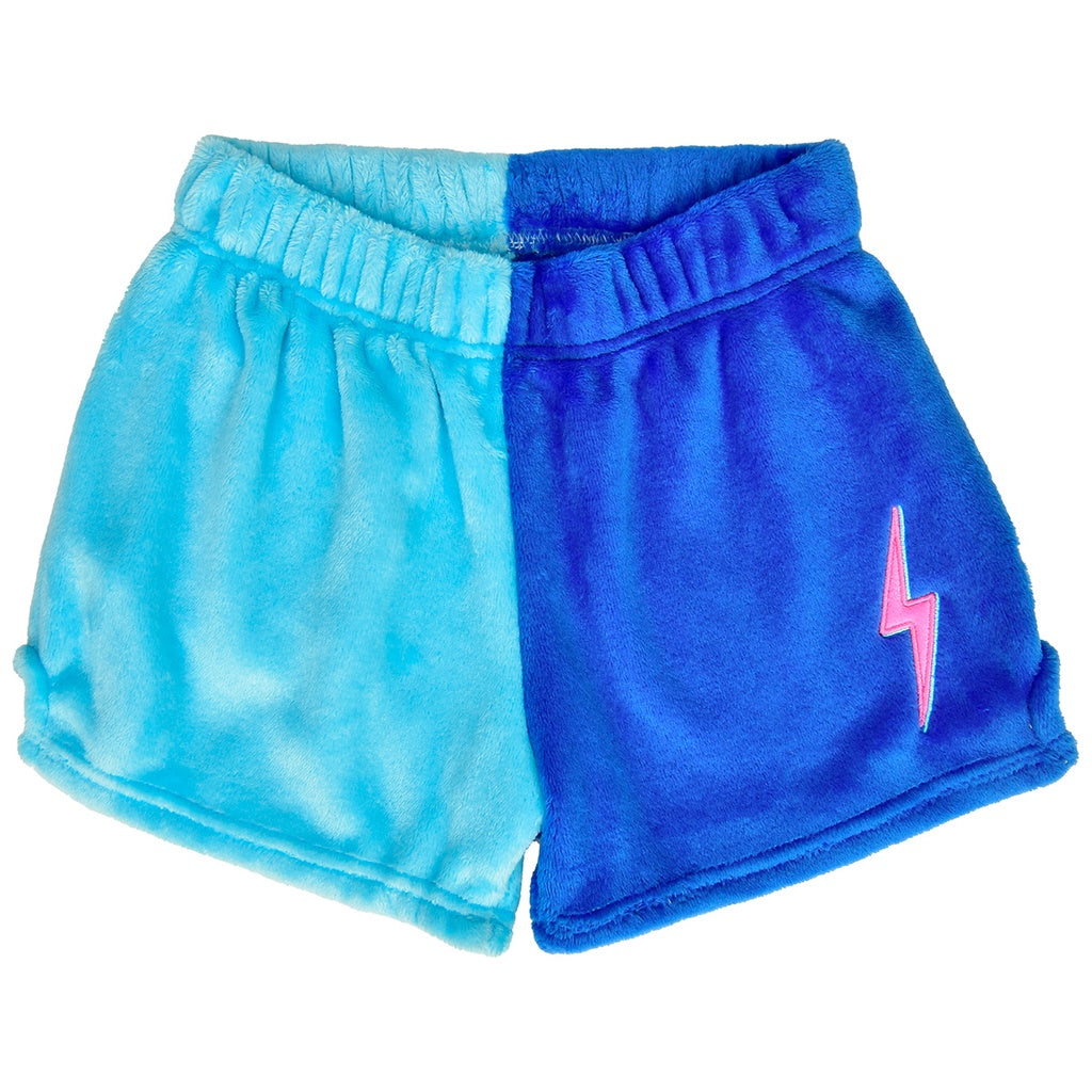Midnight Blue Lightning Bolt Plush Shorts Cover