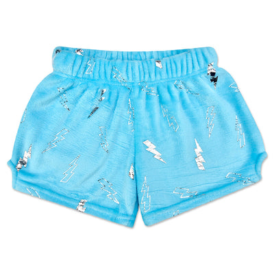 Blue Foil Lightning Plush Shorts Preview #1
