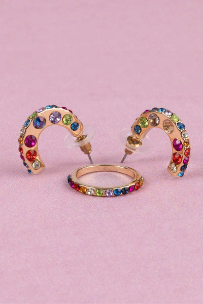 Chic Rockin' Rhinestone Earrings & Ring Set Preview #1