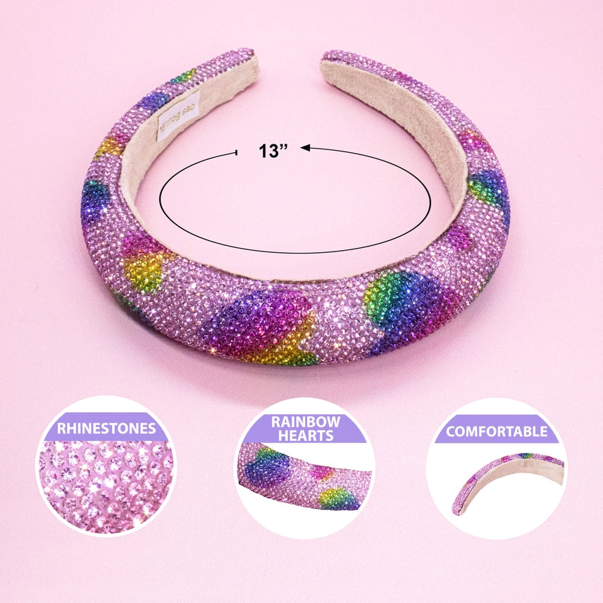 Hearts Rhinestone Headband Cover