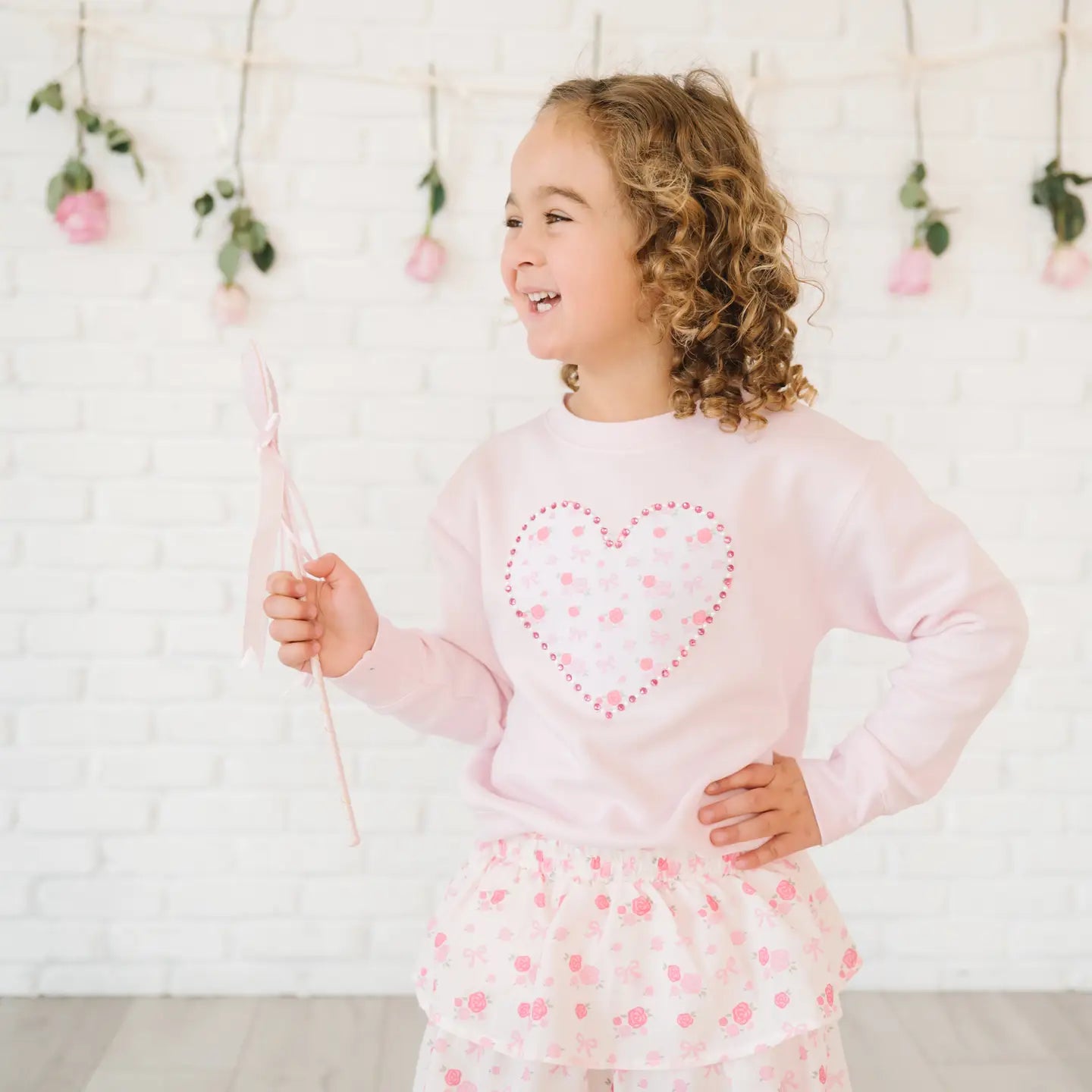 Tomfoolery Toys | Dainty Rose Heart Patch Sweatshirt
