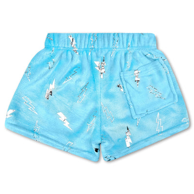 Blue Foil Lightning Plush Shorts Preview #2