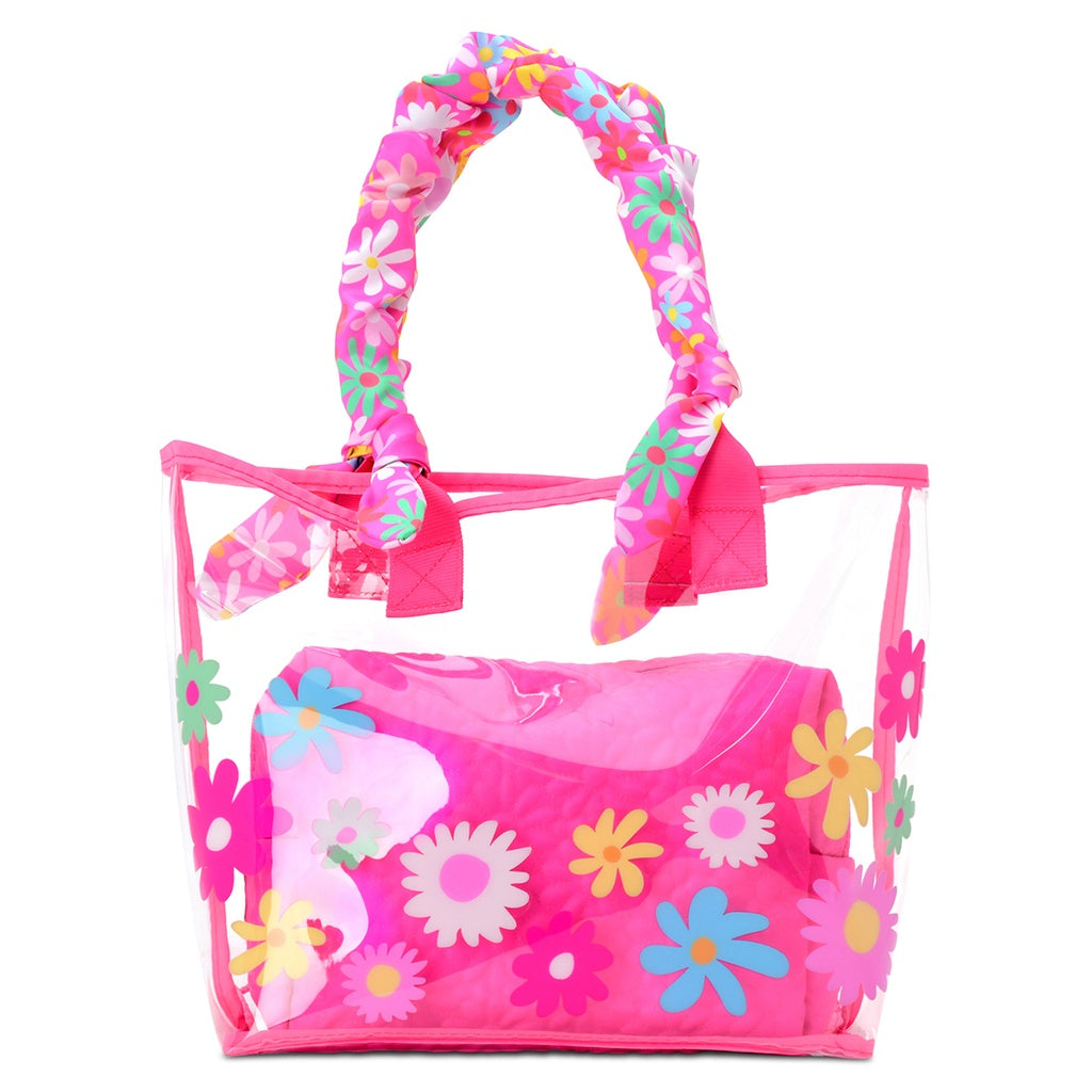 Puffy Flowers Clear Tote & Cosmetic Bag Cover