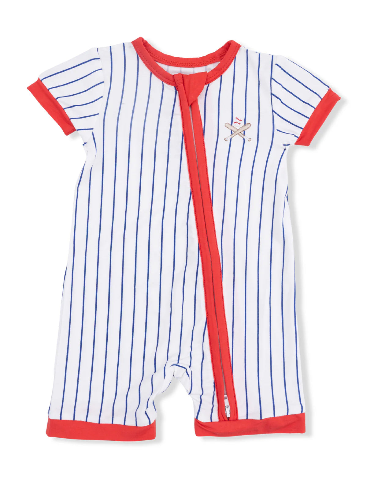 Tomfoolery Toys | Baseball Stripe 2 way Zipper Romper