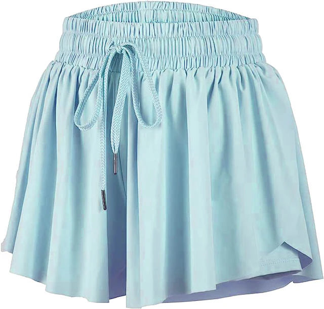 Light Blue Butterfly Flowy Shorts Cover