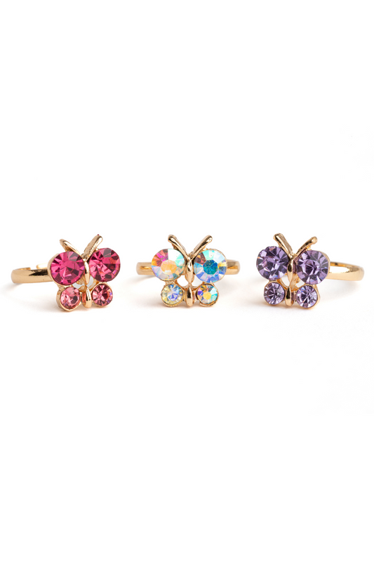 Tomfoolery Toys | Boutique Butterfly Gem Rings, 3pc