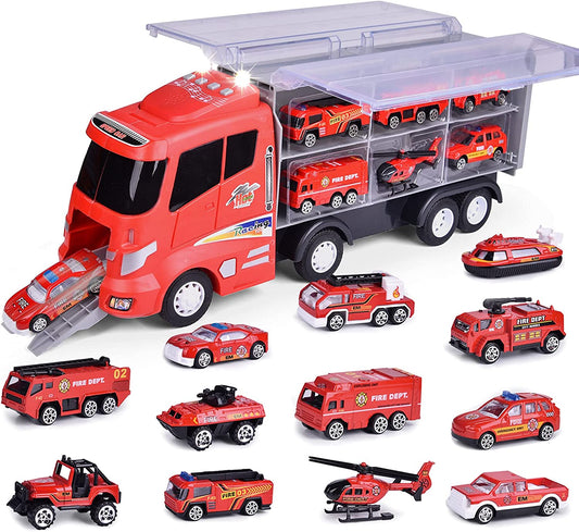 Tomfoolery Toys | Die-Cast Fire Truck Transport