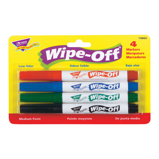 Tomfoolery Toys | Wipe-Off Markers 4pk Standard Colors