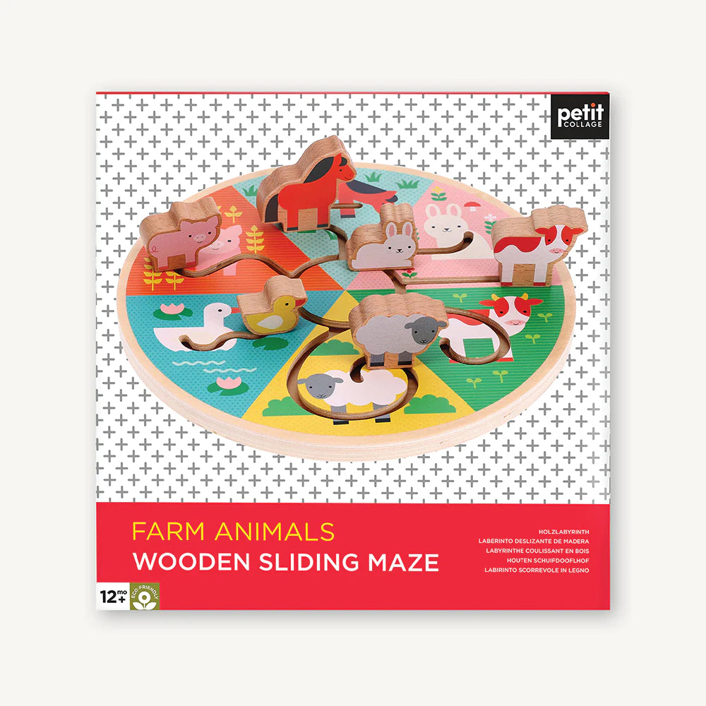 Tomfoolery Toys | Farm Animals Wooden Sliding Maze