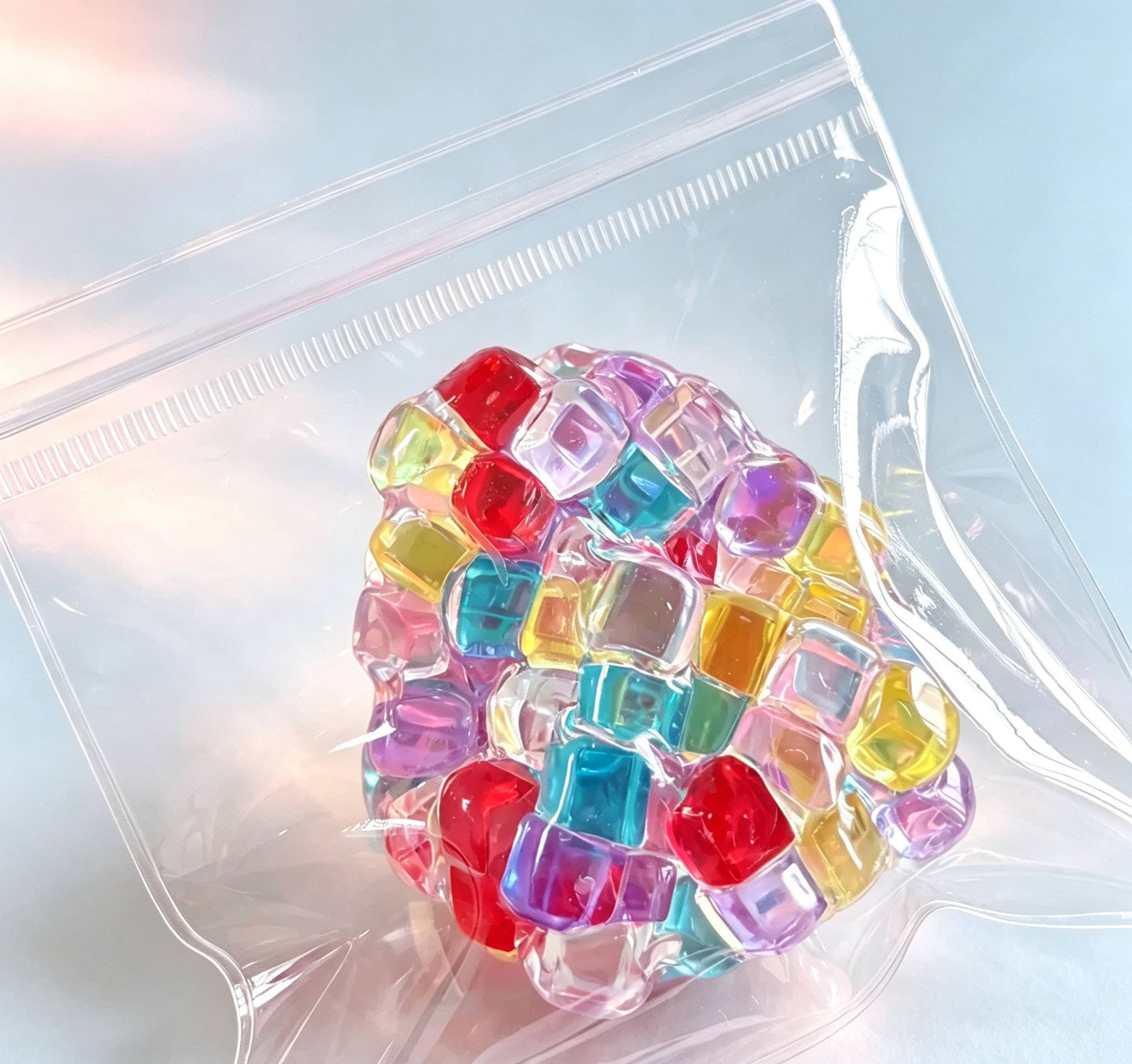 Tomfoolery Toys | Rainbow Ice‑Cube Bead Squishy