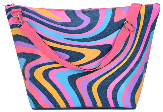 Tomfoolery Toys | Color Swirl Demin Weekender Bag