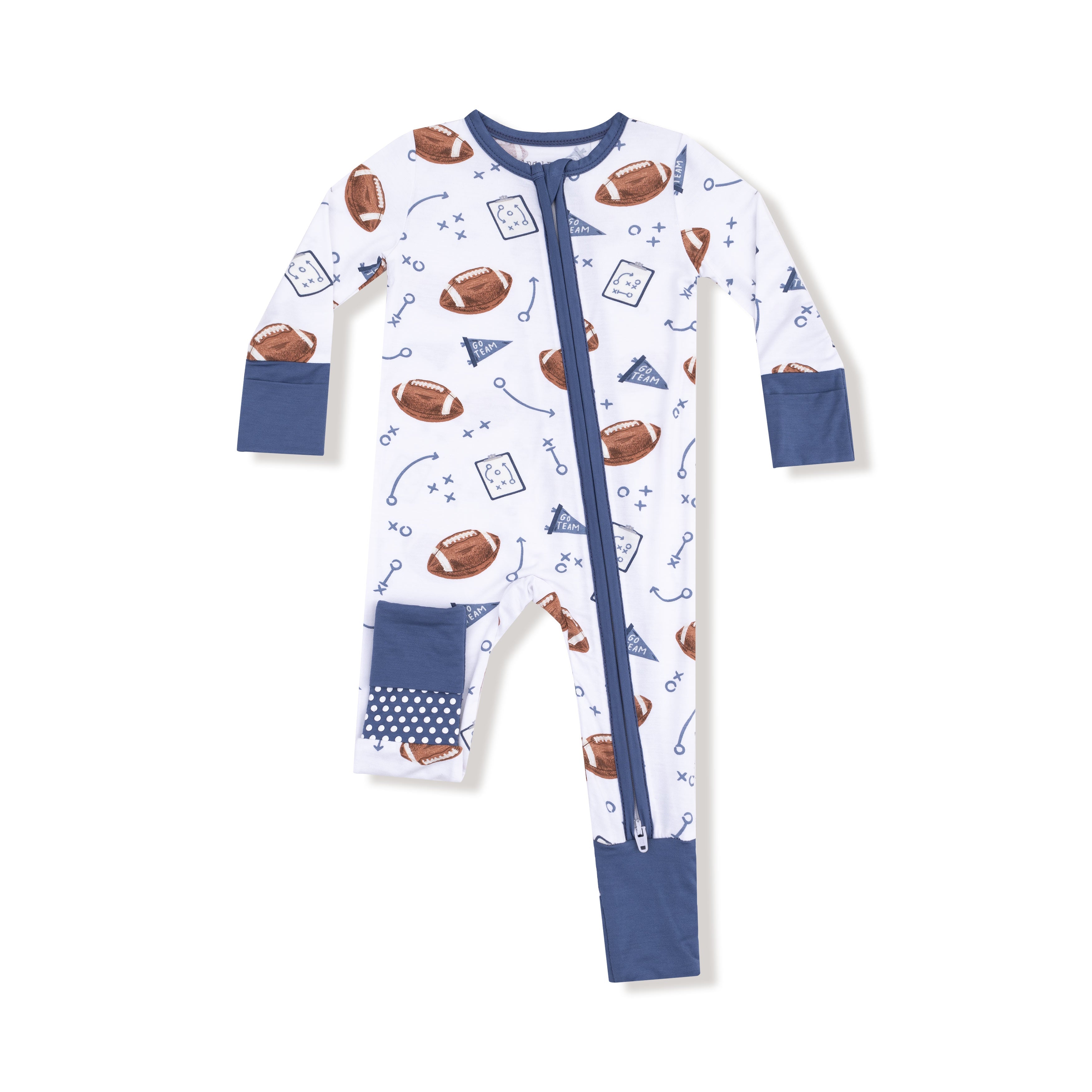 Tomfoolery Toys | Touchdown Time Navy 2 Way Zipper Romper