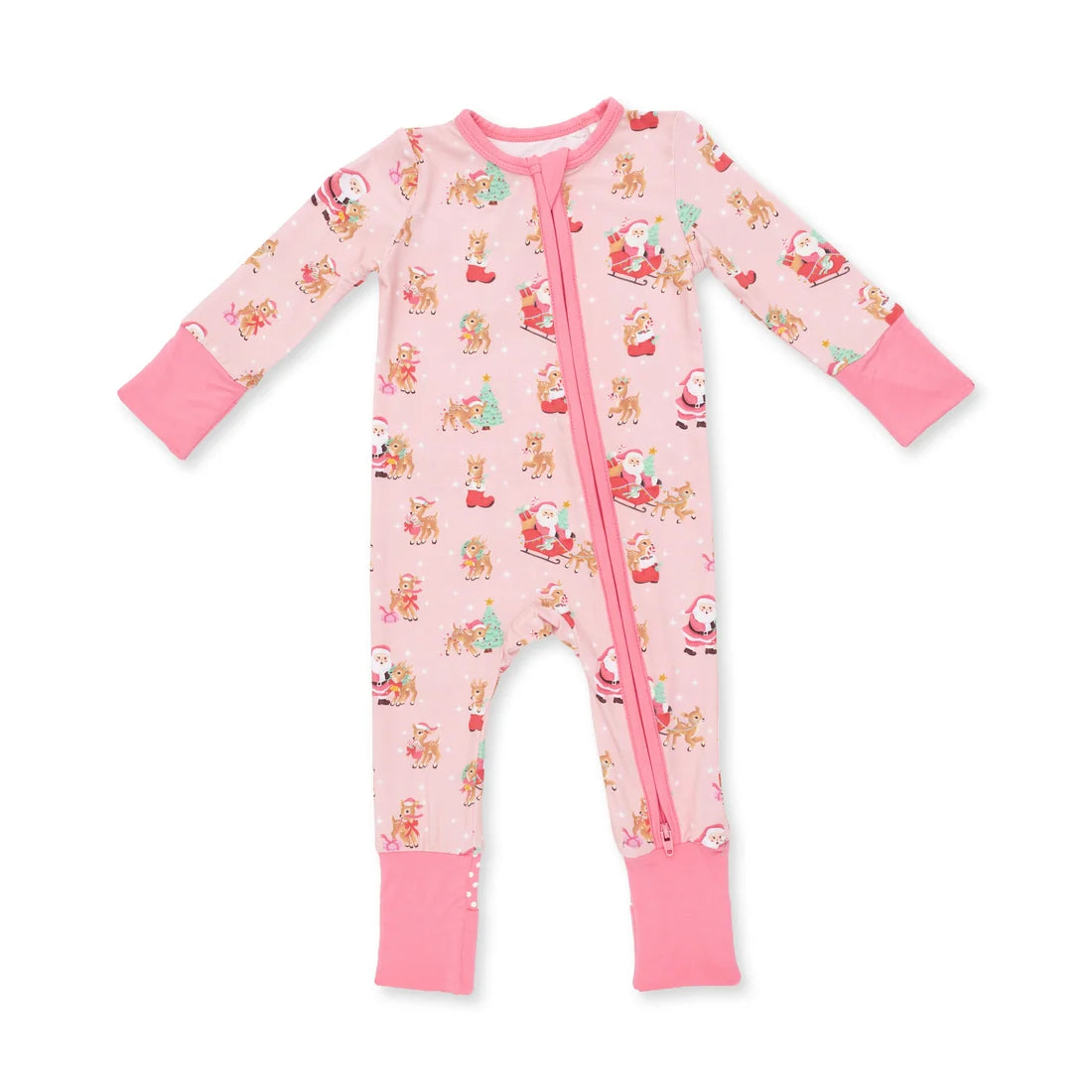 Vintage Reindeer & Santa Romper-Pink Cover