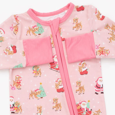 Vintage Reindeer & Santa Romper-Pink Preview #3
