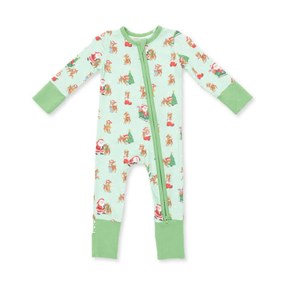 Vintage Reindeer & Santa Romper-green Preview #1