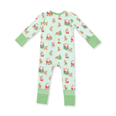 Vintage Reindeer & Santa Romper-green Preview #3