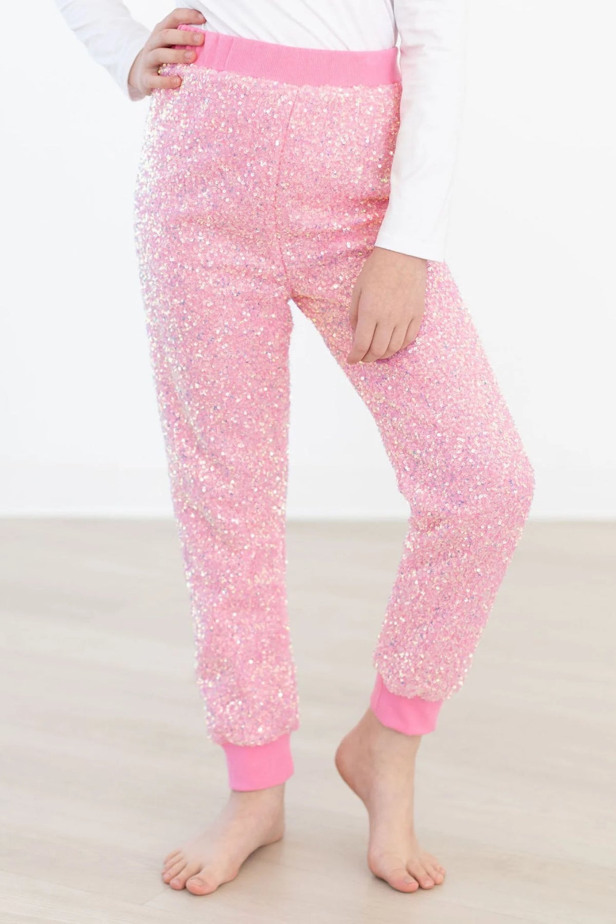 Bubblegum Pink Sequin Joggers Cover