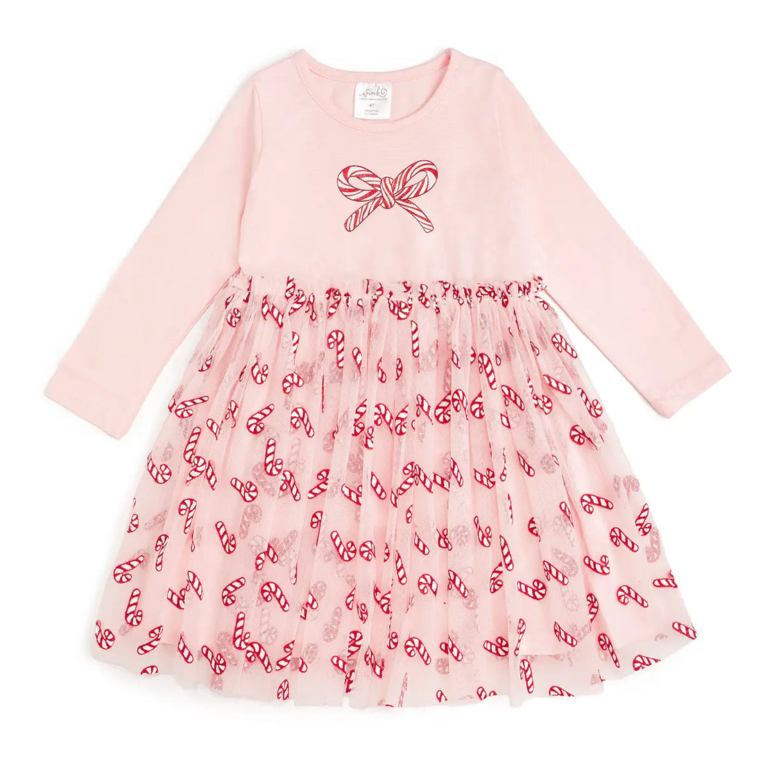 Candy Cane Long Sleeve Tutu Dress Preview #2