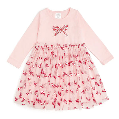 Candy Cane Long Sleeve Tutu Dress Preview #2