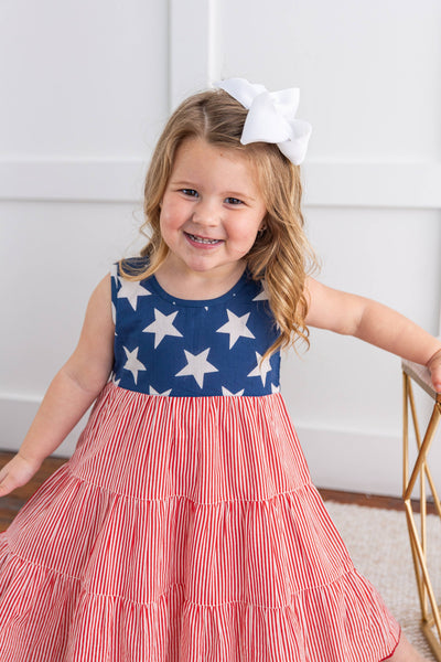 Stars & Red Striped Tiered Dress Preview #2