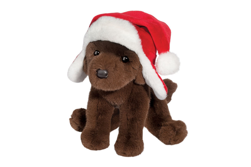 Tomfoolery Toys | Chocolate Lab w/ Santa Bomber Hat