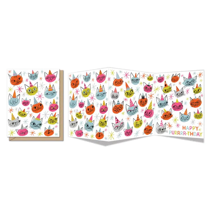 Cats in Hats Tri-fold B'day Card Cover