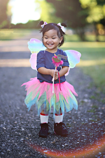 Neon Rainbow Tutu w/ Wings &  Wand, Sz 4-6 Preview #2