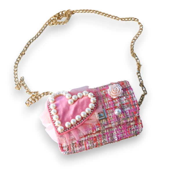 Fuchsia Big Heart Tweed Purse Cover