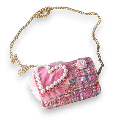 Fuchsia Big Heart Tweed Purse Preview #1