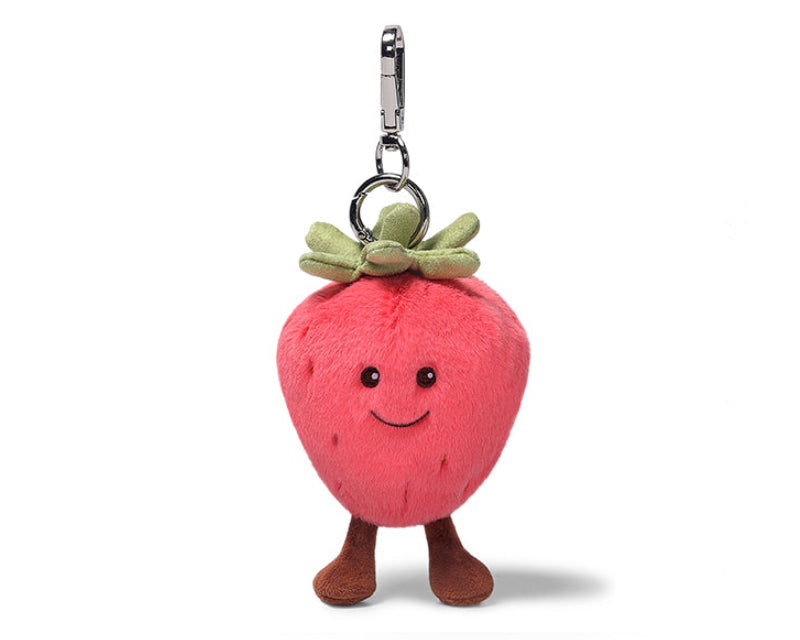 Cream Strawberry Bag Charm Cover