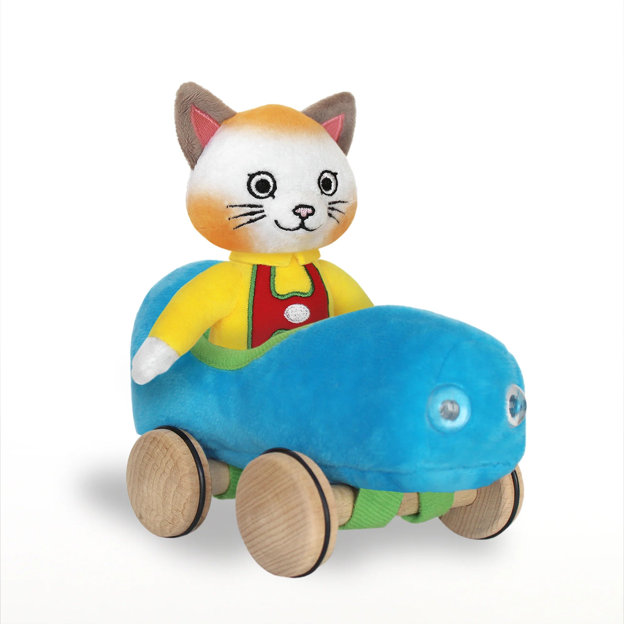 Tomfoolery Toys | Huckle Cat Soft Toy & Blue Car