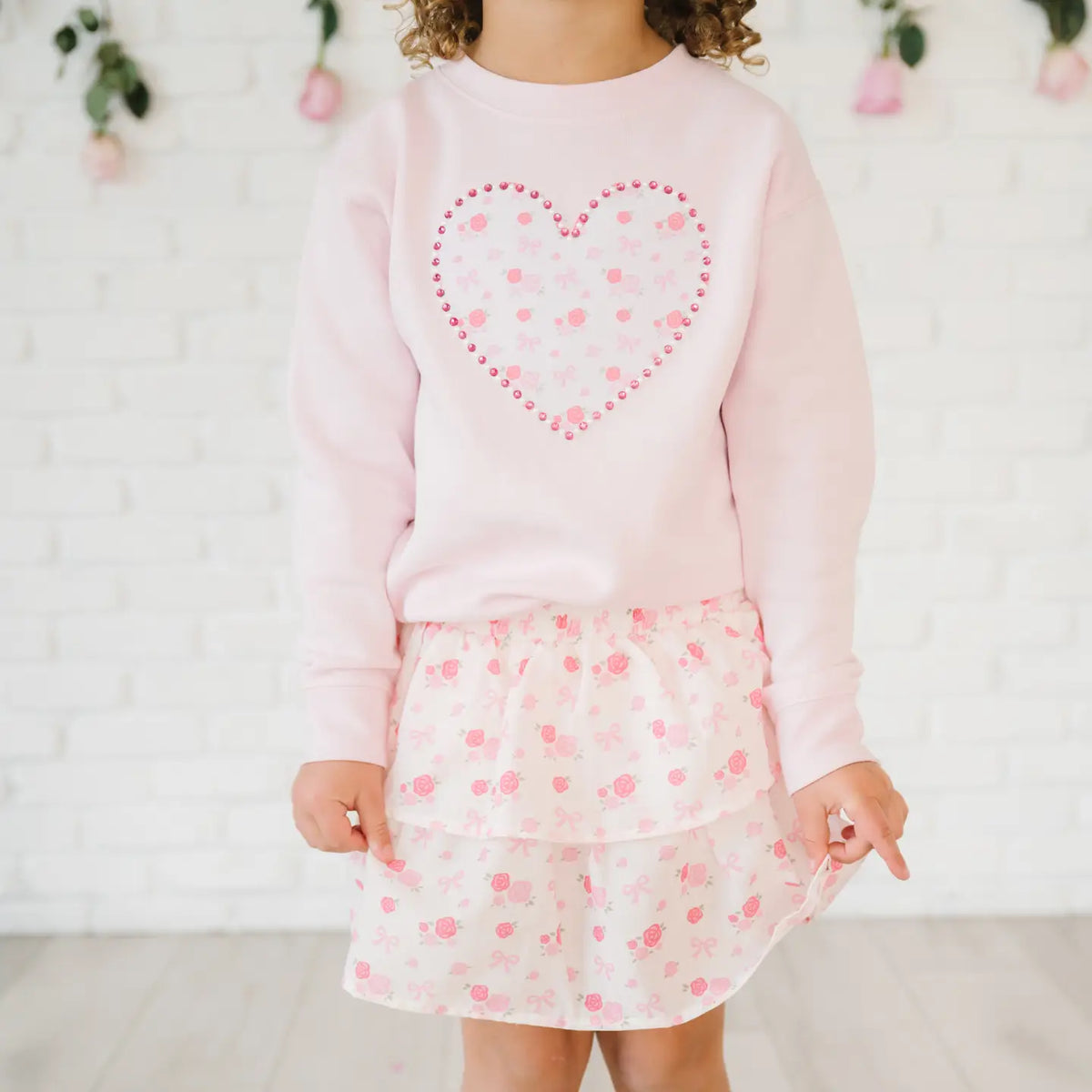 Dainty Rose Heart Patch Sweatshirt Cover