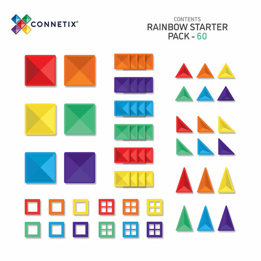 Tomfoolery Toys | Connetix Rainbow Starter Pack, 60pc