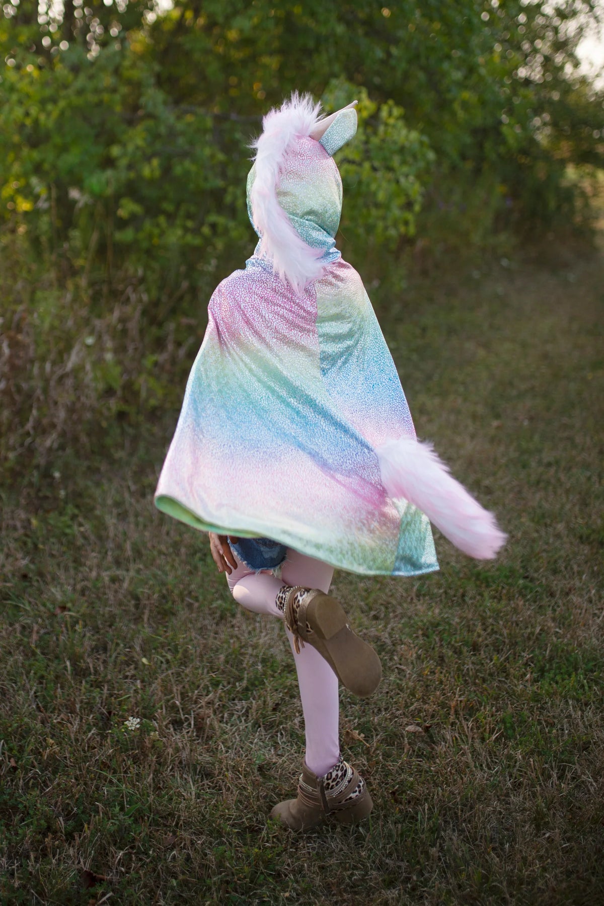 Reversible Rainbow Unicorn Dragon Cape, 3/4 Cover