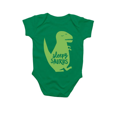 Dinosaur Sleepysaurus on Green Baby Bodysuit Preview #3