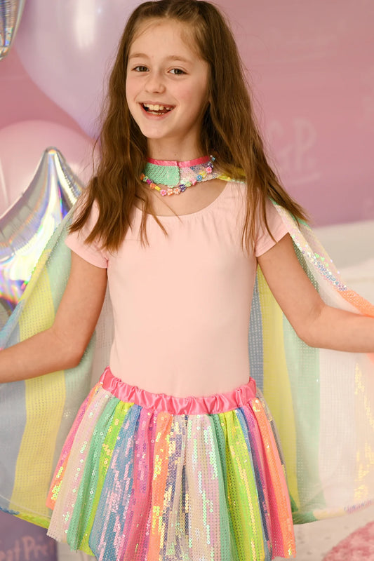 Tomfoolery Toys | Stripy Sequins Skirt, Size 4-6