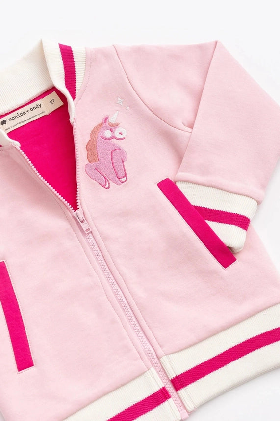 Pink Unicorns Zip Bomber Jacket Preview #3