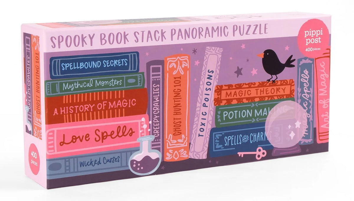 Spooky Bookshelf Panoramic Puzzle Cover