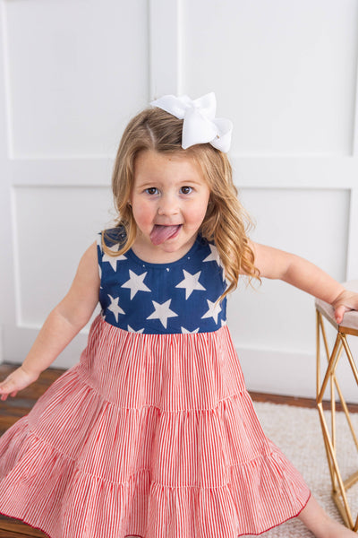 Stars & Red Striped Tiered Dress Preview #6