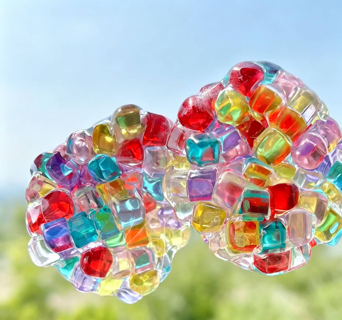 Rainbow Ice‑Cube Bead Squishy Cover