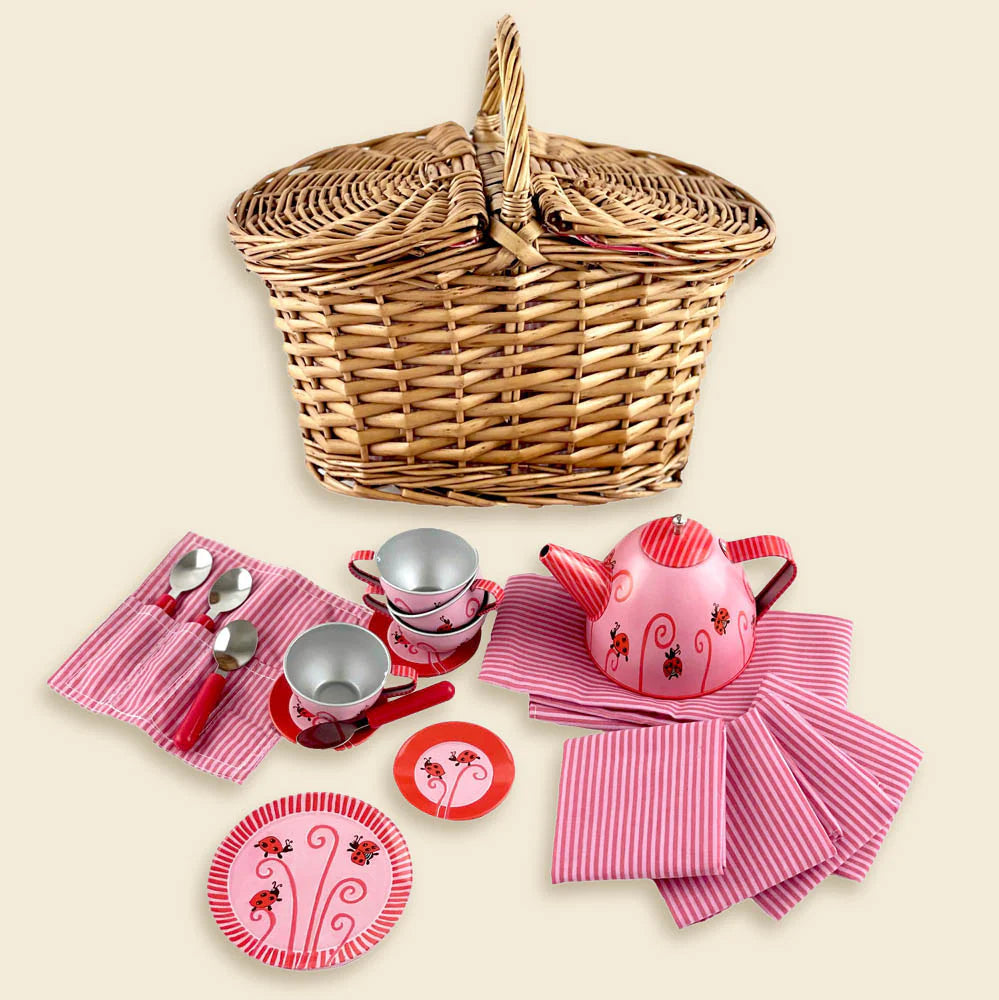 Egmont Toys Ladybug Tin Tea Set In a Basket Cover