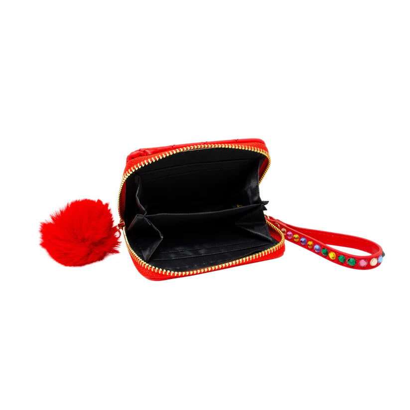 Red Rhinestone Strap Wallet Cover
