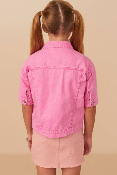 Pink Short Sleeve Denim Jacket Preview #5