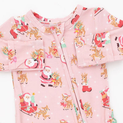 Vintage Reindeer & Santa Footie-Pink Preview #3