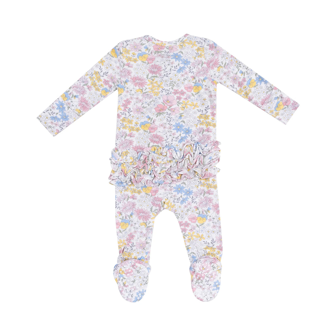 Viola Floral 2-Way Zipper Ruffle Back Footie Preview #2