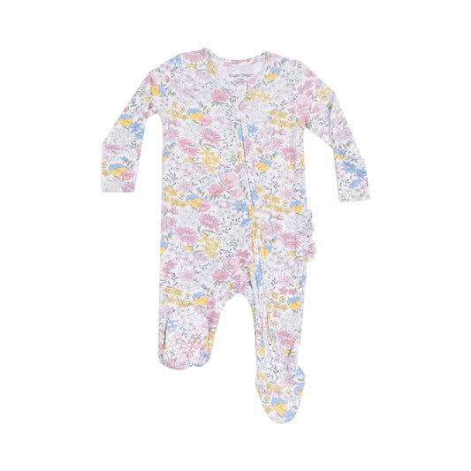 Tomfoolery Toys | Viola Floral 2-Way Zipper Ruffle Back Footie